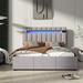 Brayden Studio® Sameko Bed Queen Size w/ LED Light Upholstered/Velvet, Metal in Gray | 43.11 H x 60.24 W x 81.1 D in | Wayfair