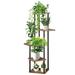 Hokku Designs 5 Tier Wood Tall Plant Stand Metal Rack Indoor, Multiple Flower Pot Holder Shelves Corner Rack Wood/Metal/Manufactured Wood | Wayfair