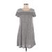 Sophie Max Casual Dress - A-Line Scoop Neck Short sleeves: Gray Dresses - Women's Size Small