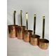 Vintage French copper and brass graduating measuring jug set - Set of 5 copper ladles - 1L to 0.10L - VGC