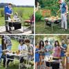 Folding Square Table Card Table Camping Folding Table Square Table Fold in Half MDF Table with Carry Handle and Storage