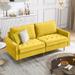 Velvet Fabric Loveseat Sofa, Padded Seat Couch, Reclining Sofa, Yellow