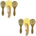 2 Sets Baby Brush and Comb Wool Hair Brush Wooden Hair Comb Silicone Head Scrubber