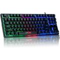 High Performance 87 Keys Compact Gaming Keyboard USB Wired LED Rainbow Backlit Tenkeyless Gaming Keyboard for Laptop Ps4 PC Computer Game and Work