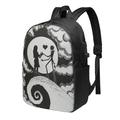 The Nightmare Before Christmas Travel Laptop Backpack with USB Port and Headphone Port Adult Children Student Backpack for College Work Camping