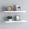 moobody 2 Piece Picture Frame Ledge Shelves MDF Floating Storage Shelf Wall Mount Display Stand White for Living Room Bedroom Home Office Decor 15.7 x 3.5 x 1.2 Inches (L x W x H)