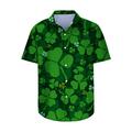 Patrick s Hawaiian Shirts for Men Lucky Green Clover Shamrock Short Sleeve Button Down Shirt Vintage Bowling Shirt