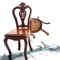 NUOLUX Doll House Chair Miniature Metal Wood Chair Mini Furniture Vintage Chair Model