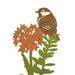 Home & Garden Bird On Flower Garden Stake Metal Yard Decor Me172477 Orange