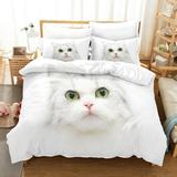 Bedding 3D digital printing cute cat quilt cover pillowcase three-piece set 3D printing digital printing lovely cat bedding