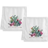 GZHJMY Floral Succulent Cactus Hand Towels Set of 2 Bath Towels Absorbent Soft 100% Combed Ring Spun Cotton Bathroom Towel Kitchen Dishwashing Towels Hotel Spa Towels 16 x 30 inches