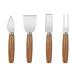 NUOLUX 4pcs Cheese Tools Stainless Steel Wood Handle Cheese Utensils Spatula Cutter Fork Stocky Handle