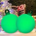 2 Pcs 24 inch Light up Large PVC Inflatable Christmas Decorated Ball Ornaments Giant Inflatable Outside Christmas Decorations Xmas Blow Ball Decorations(Solid Green)