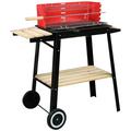 Gzxs Charcoal Grill with Wheels 2 Layer Racks Barbecue Grill for Outdoor Camping Backyard Party BBQ Cooking Premium Material & Enamel Coated (Black and Red)