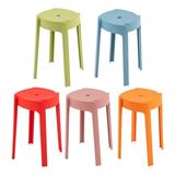 5 PCS Modern Stackable Plastic Stools for Indoor Outdoor 18 Seat Height Portable Backless Stacking Chairs for Schools Home Office Assorted Colors
