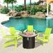 WestinTrends Ashore Modern Folding Poly Adirondack Chair With Round Fire Pit Table Lime