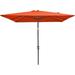 6.5 x 10ft Rectangular Patio Umbrella Outdoor Beach Umbrella with Crank and 6 Sturdy Ribs Market Umbrella Sunshade Canopy for Garden Yard Deck Lawn Pool - Orange