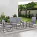 Outdoor Deep Seating Conversation Sofa Set 4-Pieces Patio Metal Furniture with Light Gray Cushions