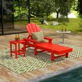 WestinTrends 2 Piece Adirondack Poly Reclining Chaise Lounge With Arms & Wheels Red