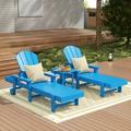 WestinTrends 3 Piece Adirondack Poly Reclining Chaise Lounge With Arms & Wheels Pacific Blue