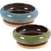 2 Sets Plant Decor Pots for Plants Office Decor Shallow Succulent Pot Planter Pots with Saucer Garden Flower Pot Flower Planter Kiln Variable Flow Glaze Old Pile Flowerpot Flowers Ceramics