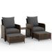 ELPOSUN 5 Piece Patio Furniture Set Outdoor PE Wicker Chairs for Two with Ottoman Underneath Gray