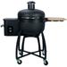 24 Ceramic Charcoal Grill with 19.6 Gridiron 4-in-1 Smoked Roasted BBQ Pan-roasted with Casters for Outdoors Patio Garden Backyard Black
