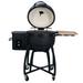 24 Ceramic Charcoal Grill Double Ceramic Liner with 19.6 Diameter Gridiron 4-in-1 Smoked Roasted BBQ Pan-roasted with Metal Legs and Casters for Outdoors Patio Garden Backyard Black