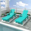WestinTrends Shoreside Poly Reclining Chaise Lounge for Outdoor Patio Garden (Set of 2pcs) Turquoise