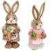 Hot Sales! MIARHB 2PCS Easter Bunny Rabbit Garden Statue Handmade Bunny Decor Easter Rabbit Decktop Ornament Bunny Tabletop Decoration Standing Bunny Statue Rabbit Doll Household Rushes B+C