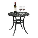 OverPatio 23.6 in Cast Aluminum Bistro Table Outdoor Round Side Table for Patio Garden Yard