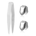 2Pcs Plated Single Cap Hip Hop Plain Caps Bottom Grill For Men Hip Hop Silver