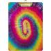 Coolnut Rainbow Tie Dye Colorful Psychedelic Spiral Clipboards for Kids Student Women Men Letter Size Plastic Low Profile Clip 9 x 12.5 in Golden Clip