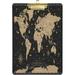 Coolnut Vintage World Map Pattern Clipboard Standard A4 Letter Size Hardboard Office Clipboards with Low Profile Clip for Classrooms Offices Students-Gold Clip32