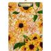 Coolnut Vibrant Yellow Sunflower Floral Clipboards for Kids Student Women Men Letter Size Plastic Low Profile Clip 9 x 12.5 in