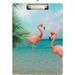 Coolnut Flamingo Animal Palm Leaf Beach Clipboards for Kids Student Women Men Letter Size Plastic Low Profile Clip 9 x 12.5 in Silver Clip