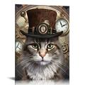 ONETECH Steampunk Cat Wall Art & Decor - Steampunk Accessories - Gothic Home Decor - Goth Room Decor - Kitty Kitten Cat Lover Gifts - Cat Gifts for Women - Cute Cat Posters for Girls Bedroom 12\x16\