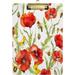 Coolnut Poppy Flower Bee Watercolor Floral Acrylic Clipboard Letter Size 9 x 12.5 Decorative Clipboard with Low Profile Silver Metal Clip for Office School Student Women