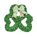 Cbcbtwo St Patricks Day Wreath Decorations 12.6 in Shamrocks Wreath for Front Door Irish Holiday DIY Crafts Gift Ribbon Bow Ornaments for St. Patrick s Day Party Decorations