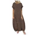 knqrhpse Casual Dresses Maxi Dress Casual Dress Sleeve Polka Casual Maxi Neck Short Dress Dot Women Round Print Women s Dress Womens Dresses Brown Dress 5Xl