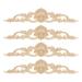 4 Pcs Solid Wood Long Flower Piece Wooden Applique Home Decor Furniture Decal Carved Onlay Bed Door