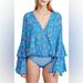 Free People Tops | Intimately Free People She’s Dainty Floral Print Body Suit | Color: Blue | Size: S