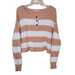 American Eagle Outfitters Sweaters | American Eagle Outfitters Women Cropped Henley Sweater Striped Tan White Size M | Color: Tan/White | Size: M