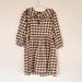 Madewell Dresses | Bnwt Madewell Gingham Collared Puff-Sleeve Mini Dress Xxs | Color: Brown/Cream | Size: Xxs