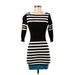 Bebe Casual Dress - Sweater Dress: Black Stripes Dresses - Women's Size Small