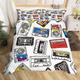 Homewish Vintage Old Fashion Bedding Sets Double Retro Audio Cassette Comforter Cover, Colorful Music Record Player Bed Set Red Black White Cassette Tape Duvet Cover, 70S 80S Party Quilt Cover