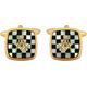 David Van Hagen Mens Masonic Embossed Square Cufflinks - Mother of Pearl/Onyx