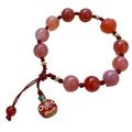 Wealth Prosperity Charm Bracelet, Red Agate Bracelet Enamel Pendant Bracelet for Women Lucky Handmade Buddhist Bracelet Adjustable Talisman Chakra Quartz Crystal Bracelet