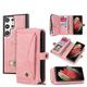 Wallet Case for Samsung Galaxy S24 Ultra/S24 Plus/S24, Detachable 3 in 1 Magnetic Premium PU Leather Zipper Handbag Magnetic Closure Flip Folio Purse with Card Holder,Pink,S24 Plus