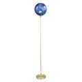 Happy Homewares Designer Chic Floor Lamp with Brushed Gold Base and Midnight Blue Swirl Glass Shade | 157cm x 25cm | for Lounge, Dining Room, Bedroom etc | Foot Switch